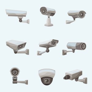 Surveillance Camera Realistic Icons Surveillance camera security system realistic icons set isolated vector illustration